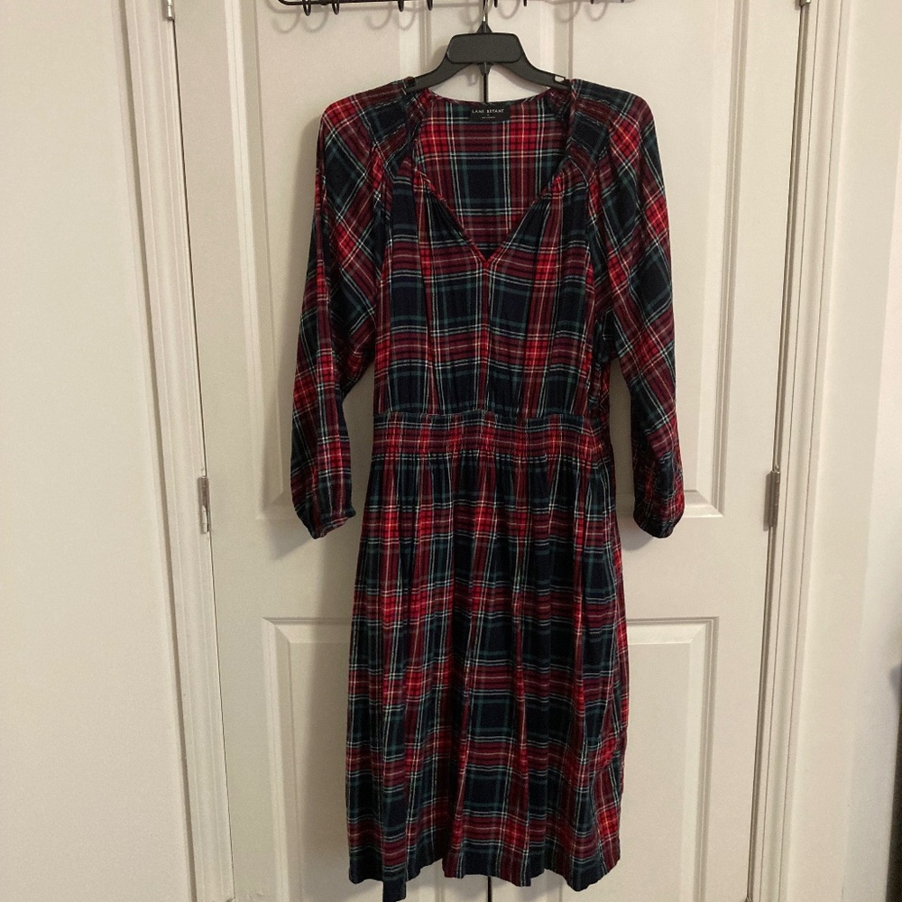 Multicolor, longsleeve, V-neck dress